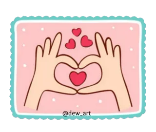 ❤️ @dew_art 하트, 손, 사랑, 분홍, 귀여운, 만화, 아트 telegram sticker