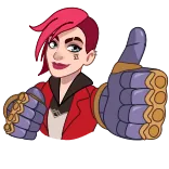👍 Vi Arcane Аркейн, Вай, League of Legends, Персонаж видеоигры, Большой палец вверх telegram sticker