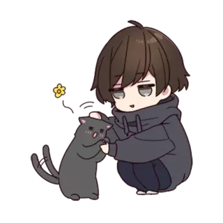✨ Anime, Gatto, Fiore, Ragazzo, Chibi telegram sticker