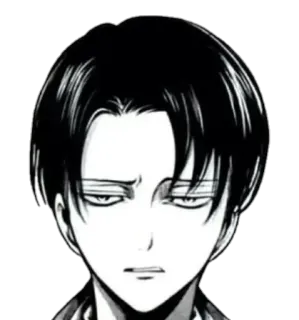 🤧 Levi Ackerman Attack on Titan anime, manga, character, expression, black and white telegram sticker