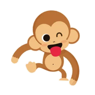 😜 monyet, kartun, binatang, lucu, ceria, emoji, bahagia telegram sticker