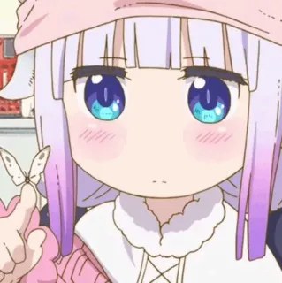 🍥 Kanna Kamui Miss Kobayashi's Dragon Maid Anime, Kanna Kamui, Süß, Dragon Maid, Kawaii, Schmetterling, Anime Mädchen whatsapp sticker