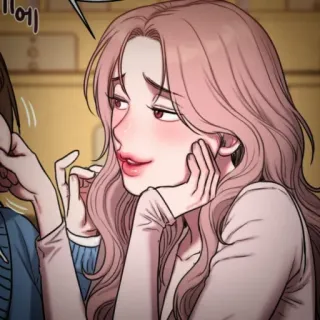 👙 에 Frau, Cartoon, Illustration, Kunstwerk, pinke Haare telegram sticker