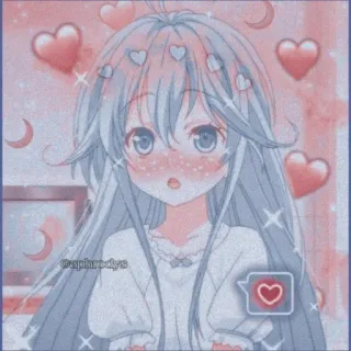 🖤 Anime, Mignon, Fille, Coeurs, Kawaii telegram sticker