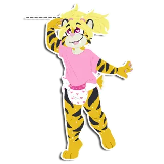 📏 มานุษยรูปนิยม, เสือ, ผ้าอ้อม, เฟอร์รี่, การ์ตูน, ตัวละคร telegram sticker