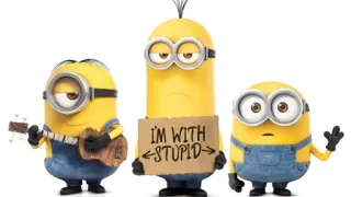 🙁 Minions Despicable Me I'M WITH STUPID minions, despicable me, cartoon, comedy, offensive telegram sticker