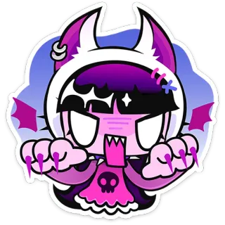 ⭐ Dibujos animados, Monstruo, Lindo, Halloween, Rosa, Morado, Murciélago telegram sticker