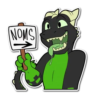 🍴 NOMS dragon, dessin animé, miam, panneau, affamé, manger telegram sticker
