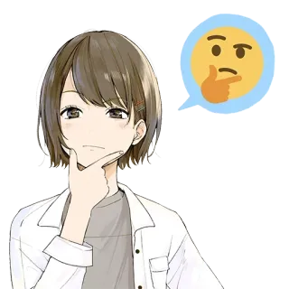 🤔 Anime, Fille, Réflexion, Emoji, Question, Penser telegram sticker
