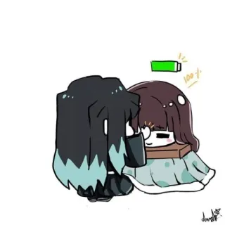 ☁️ 100% Anime, Chibi, Carino, Batteria, Verde whatsapp sticker