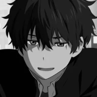 🕸 Anime, Mangá, Menino, Desenho animado, Preto e branco telegram sticker