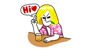 ✌ Hi персонаж, мультфильм, человек, приветствие, знак мира whatsapp sticker
