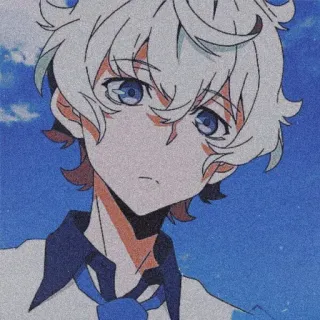 💌 Anime, Menino, Cabelo Branco, Olhos Azuis, Gravata telegram sticker