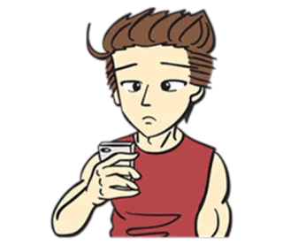 📱 Dibujo animado, Hombre, Persona, Smartphone, Casual, Preocupado, Tecnología, Comunicación telegram sticker