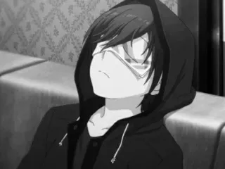 ⛓️ 动漫男孩, 连帽衫, 动漫, 单色, 角色 telegram sticker
