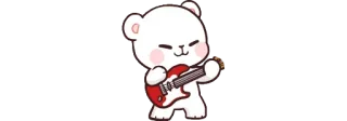 🍼 urso, fofo, guitarra, música, kawaii, animal, desenho animado telegram sticker
