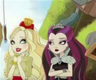 😒 Apple White, Raven Queen Ever After High Мультфильмы, Девочки, Принцессы, Магия, Фэнтези telegram sticker