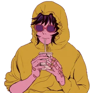 ❤️ Anime, Cartoon, Charakter, Trinken, Sonnenbrille, Kapuzenpullover telegram sticker