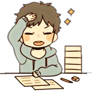 🌸 müde, gestresst, Cartoon, Anime, lernen, frustriert, Junge telegram sticker