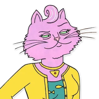 👀 Princess Carolyn BoJack Horseman кот, антропоморфный, мультфильм, телешоу, розовый, бизнесвумен, знаменитость telegram sticker