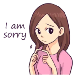 😕 I am sorry apology, sorry, cartoon, woman, sad telegram sticker
