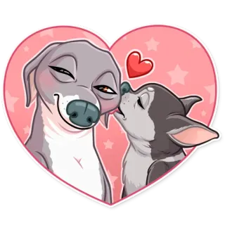 ❤️ สุนัข, หัวใจ, ความรัก, จูบ, มิตรภาพ, การ์ตูน, น่ารัก, สัตว์ whatsapp sticker