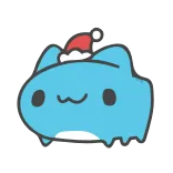 😱 cat, blue, cute, cartoon, christmas, santa hat, sticker telegram sticker