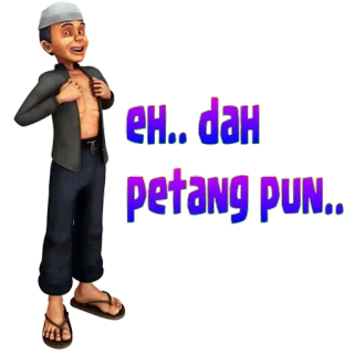 ☀ EH...DAH PETANG PUN... Cartoon, Mann, Malaiisch, Abend telegram sticker