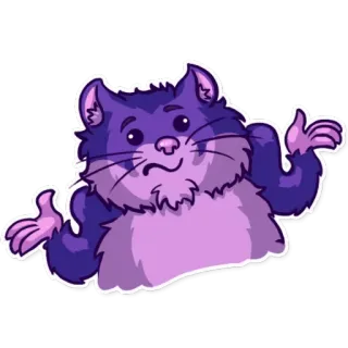 🙄 猫, 耸肩, 困惑, 不确定, 紫色, 动物, 问题 telegram sticker