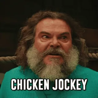 🐔 CHICKEN JOCKEY jack black, chicken jockey, funny, comedy telegram sticker