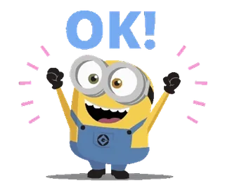 🍋 Minion Despicable Me OK! Minion, ok, fête, joyeux, Moi, moche et méchant, dessin animé telegram sticker