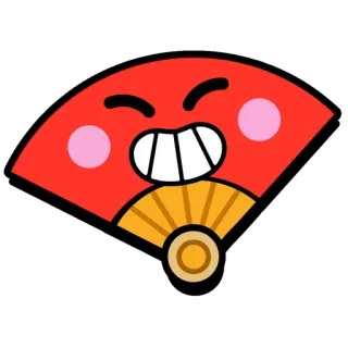 🌟 fan, asian, red, face, cartoon, emoji telegram sticker