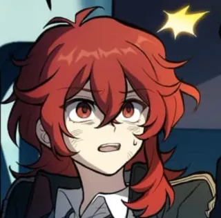 🌟 Diluc Genshin Impact anime, rambut merah, video game, terkejut whatsapp sticker