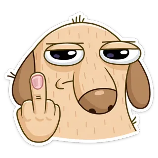 🖕 dog, middle finger, rude, cartoon telegram sticker