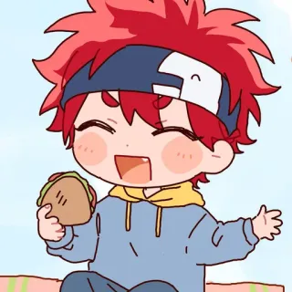 🍔 Anime, Chibi, Fofo, Desenho animado, Feliz, Comida, Taco telegram sticker