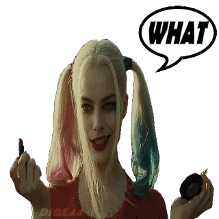 ❔ Harley Quinn Suicide Squad WHAT Harley Quinn, Biệt Đội Cảm Tử, DC Comics, Siêu phản diện, Nhân vật, Truyện tranh, Phim, Margot Robbie telegram sticker