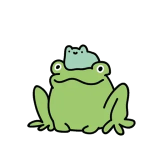 👀 ếch, động vật, dễ thương, xanh lá cây, hoạt hình, lưỡng cư, nhãn dán telegram sticker