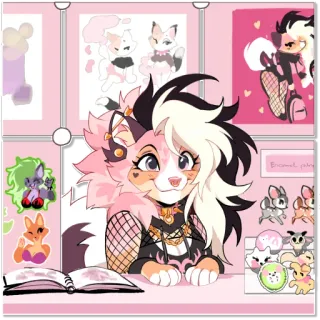 💳 Enamel pins furry, artist, pink, aesthetic, pins, merchandise, cat, cute, art, feline whatsapp sticker