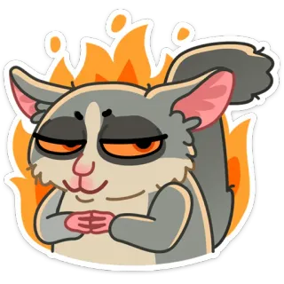 😈 esquilo, desenho animado, chamas, animal, adesivo, tramando telegram sticker