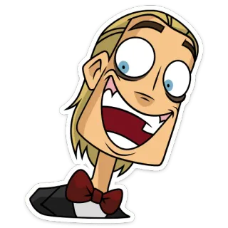 😅 만화, 캐릭터, 금발, 남자, 나비 넥타이 telegram sticker