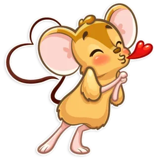 😘 rato, beijo, amor, desenho animado, animal, coração whatsapp sticker