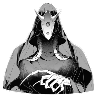 👈 monstre, créature, personnage à capuche, masque telegram sticker