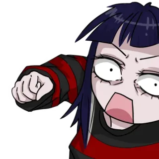 👊 en colère, anime, dessin animé, femme, criant, frustré(e) whatsapp sticker