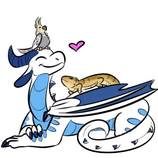 ❤ 龙, 玄凤鹦鹉, 蜥蜴, 动物, 卡通, 可爱 telegram sticker