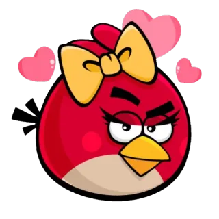 ❤ Angry Birds, Стелла, Мультфильм, Наклейка, Красная птица, Женский персонаж, Сердце, Любовь telegram sticker