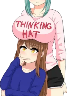 🤔 THINKING HAT Anime, Cartoon, Hoed, Humor, Komedie, Meisjes, Denken telegram sticker