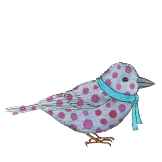 🐦 oiseau, écharpe, animal, mignon, pois, illustration whatsapp sticker