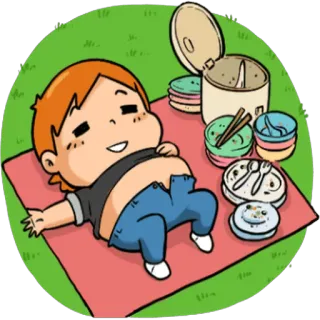 ☺️ Essen, Picknick, Cartoon, Essen, Entspannt, Reiskocher telegram sticker