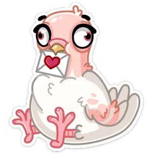 💌 merpati, burung, surat cinta, kartun, hewan, stiker telegram sticker