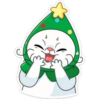 😀 рождество, кот, животное, милый, наклейка, мультфильм telegram sticker
